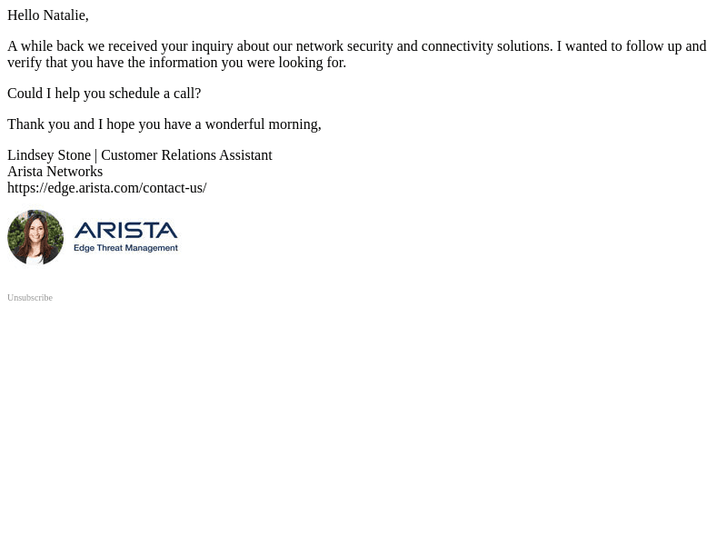 Follow up from Arista Networks