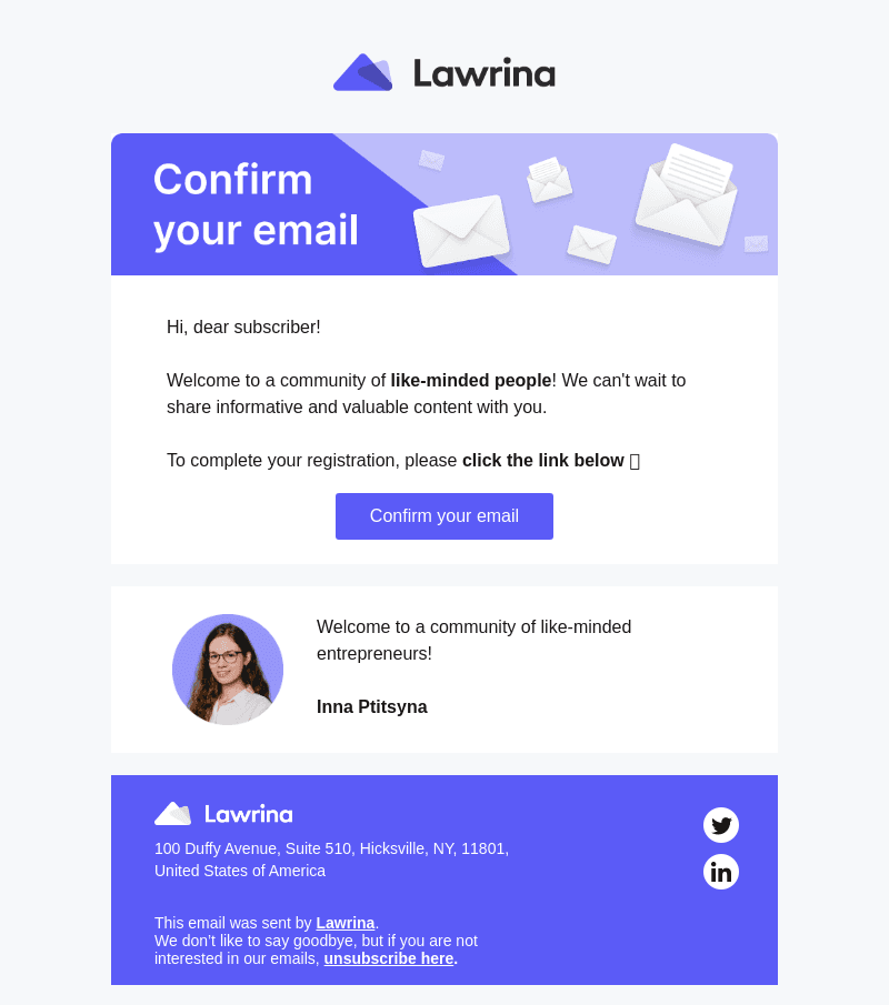 Lawrina email from Thu, Jun 29, 2023