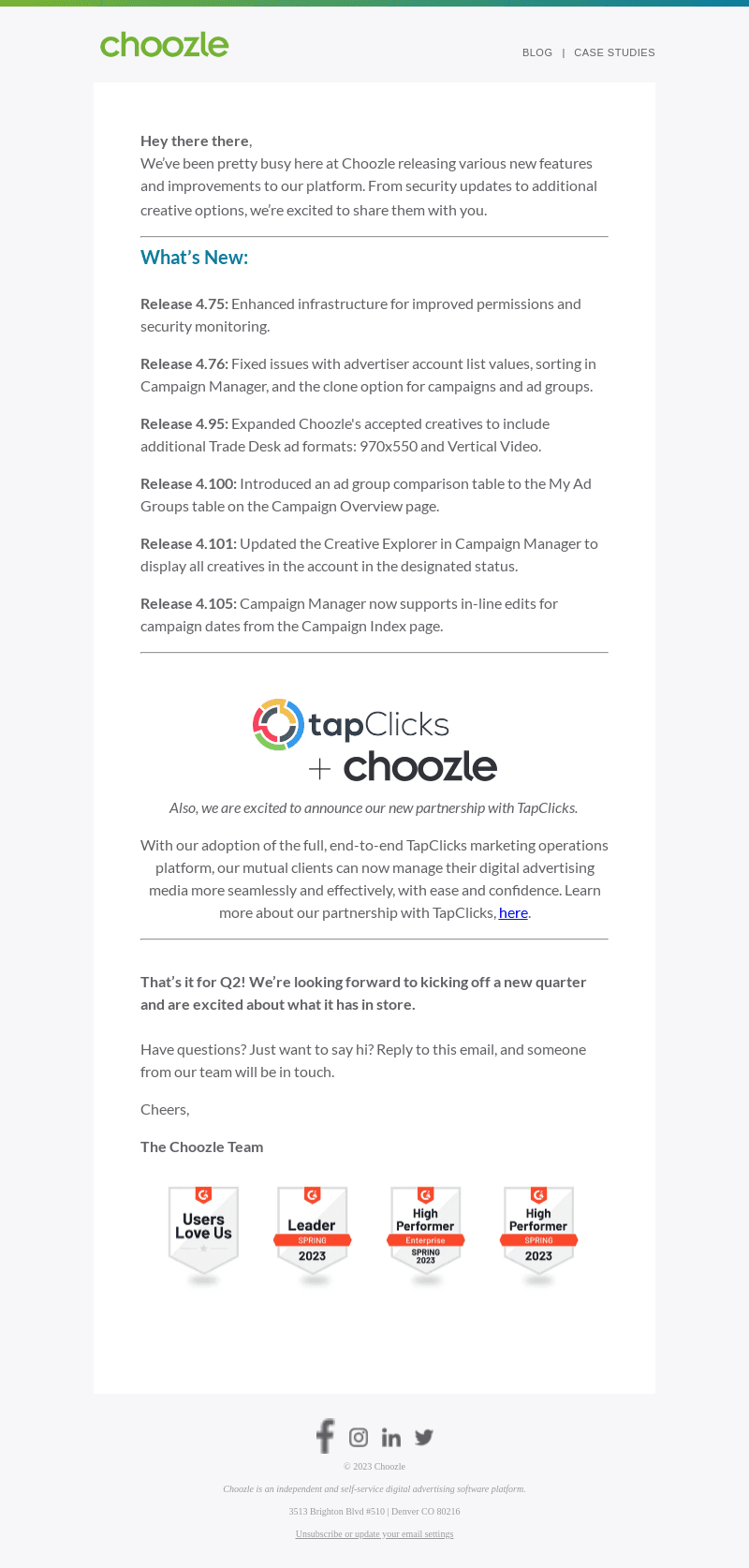 Choozle email from Fri, Jun 30, 2023