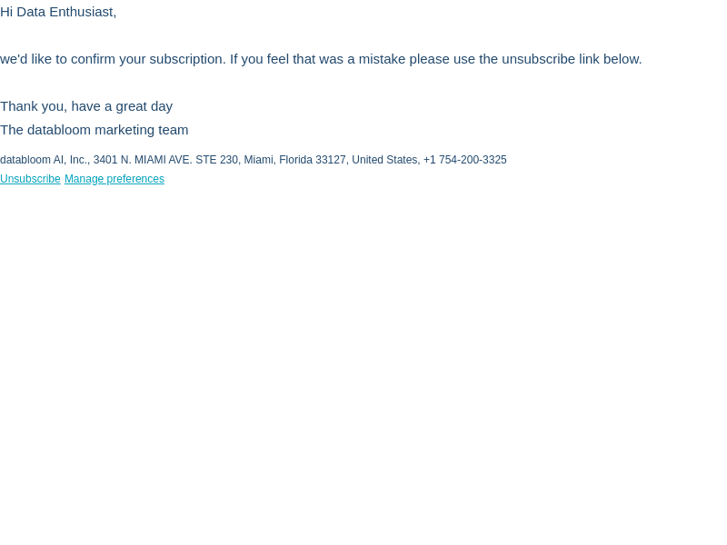 Databloom AI email from Fri, Jun 30, 2023