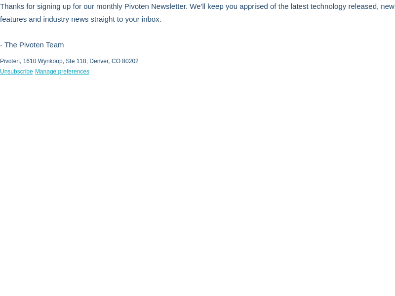 Pivoten email from Sat, Jul 1, 2023