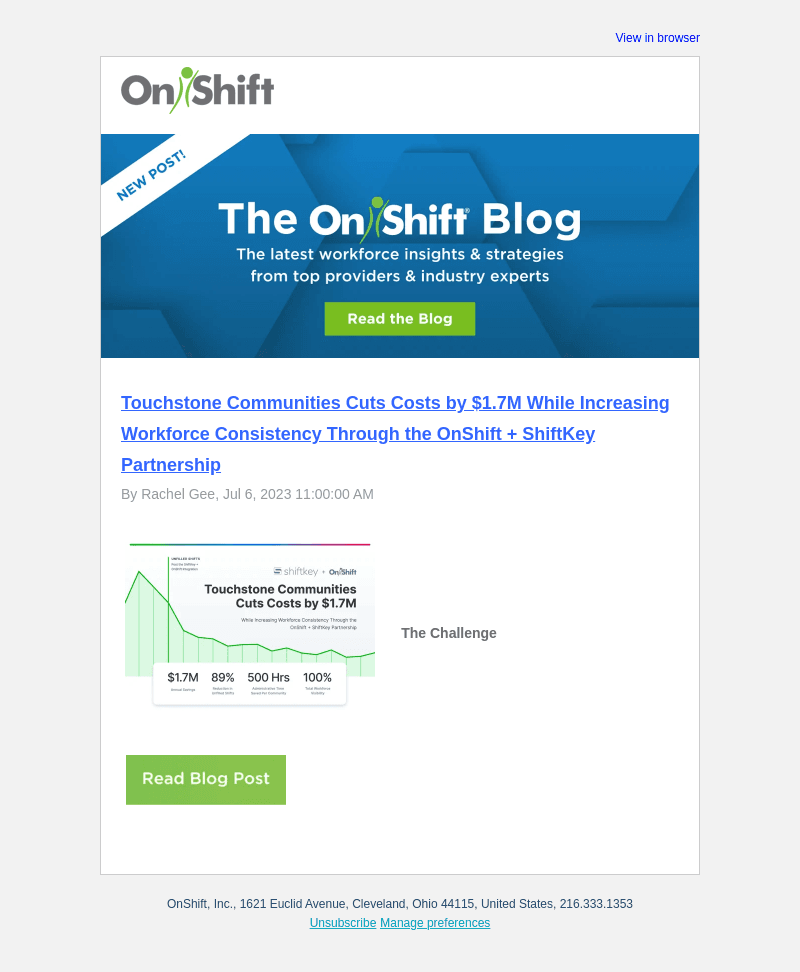 Touchstone Communities Cuts Costs by $1.7M While Increasing Workforce Consistency Through the OnShift + ShiftKey Partnership