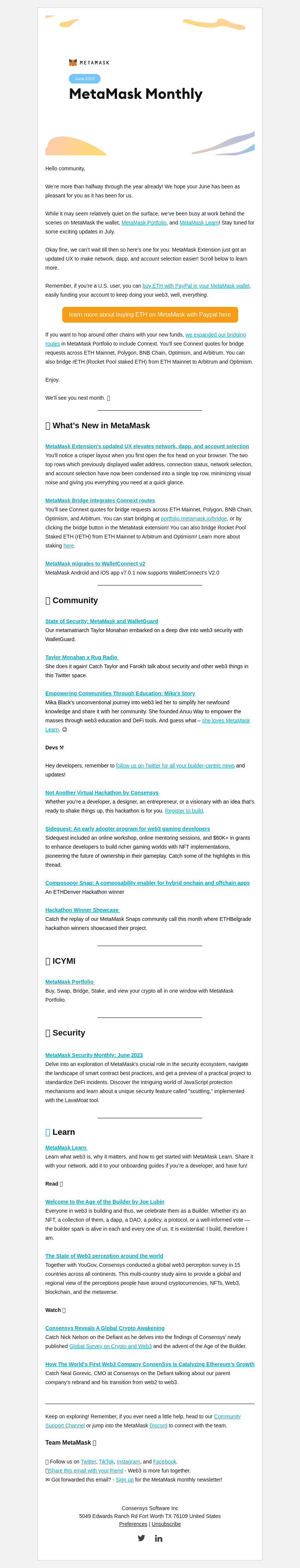 MetaMask email from Thu, Jul 6, 2023