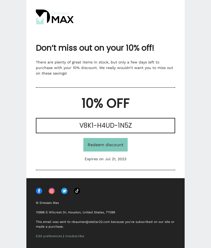 Don’t miss out on your 10% off!