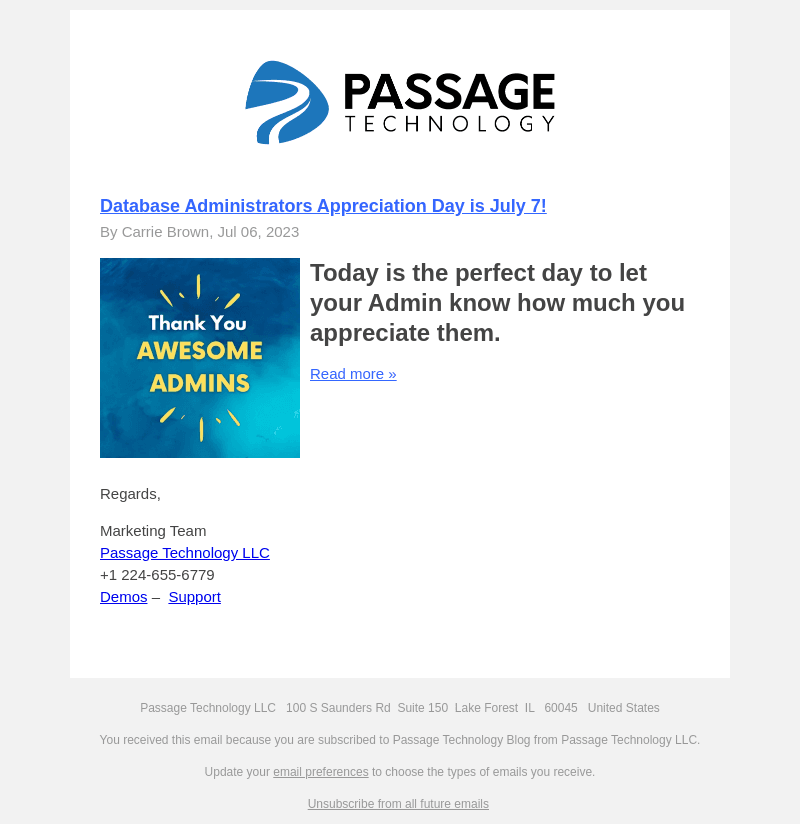 Passage Technology email from Fri, Jul 7, 2023