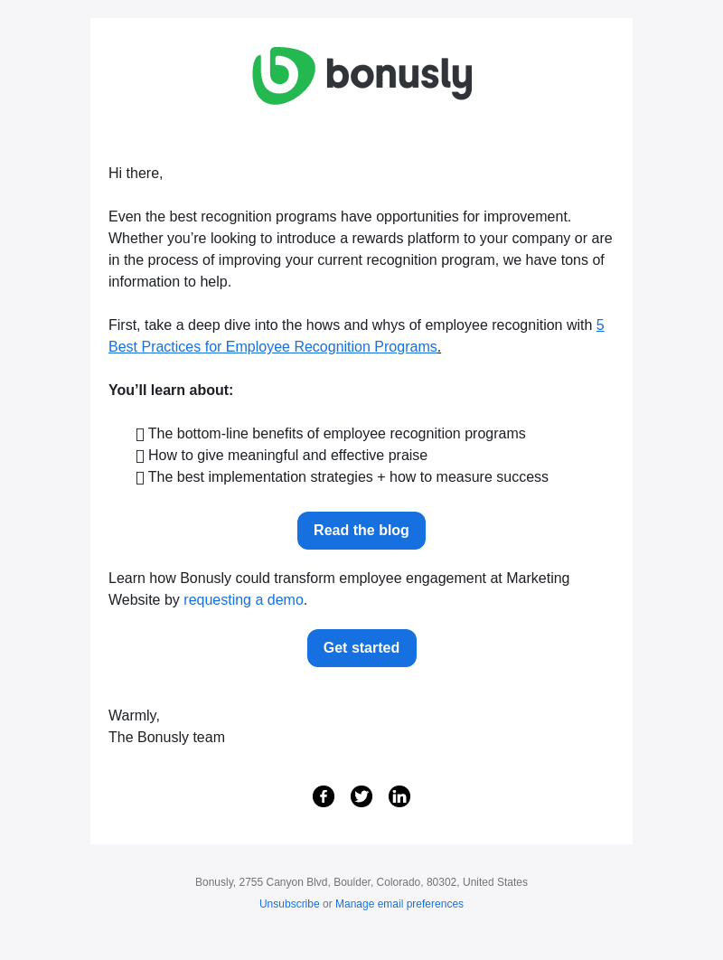 Marketing Website+ employee recognition = 📈