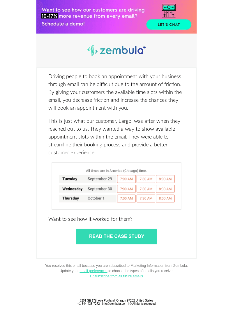 Improve your customer experience with in-email booking.