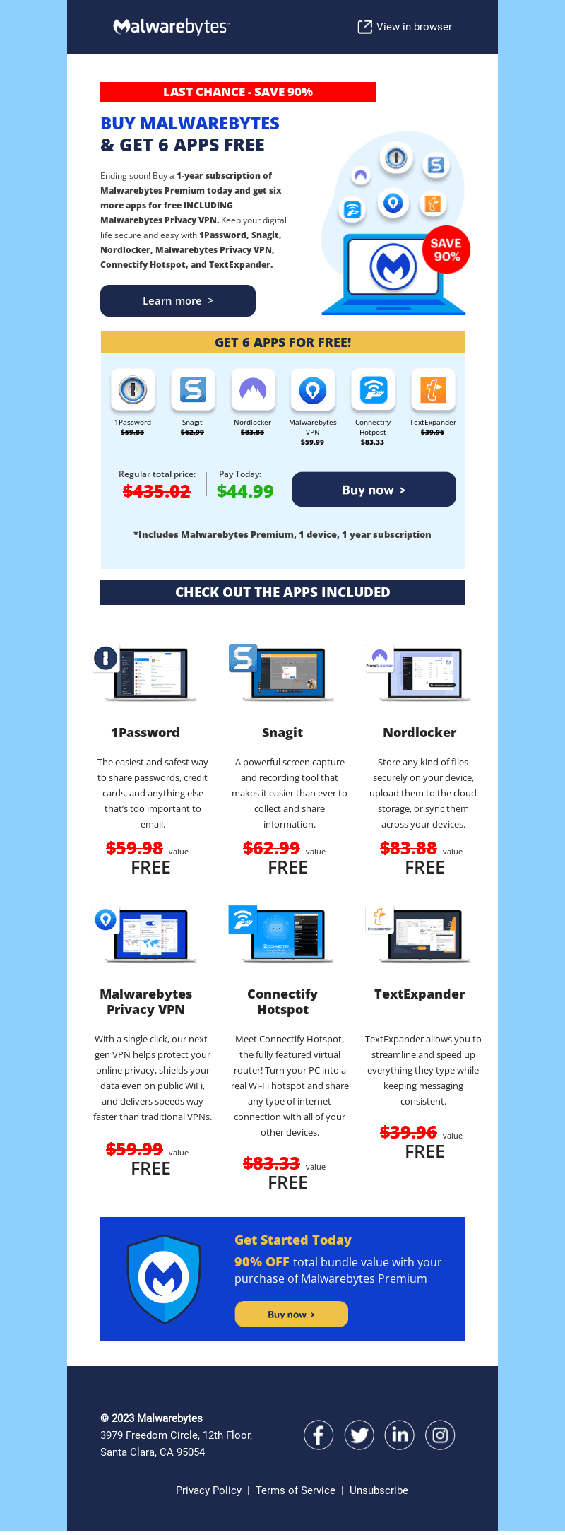 🚨12 hrs left! 🚨 Get 90% off Malwarebytes and 6 extra apps!
