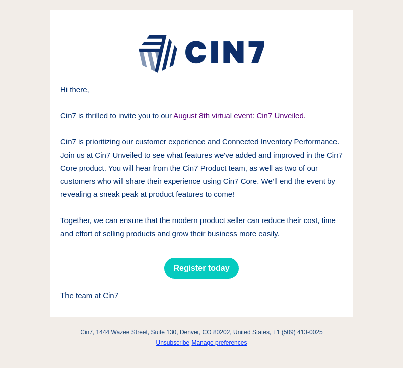 Join us: Cin7 Unveiled: A Feature Release Event for Inventory Performance