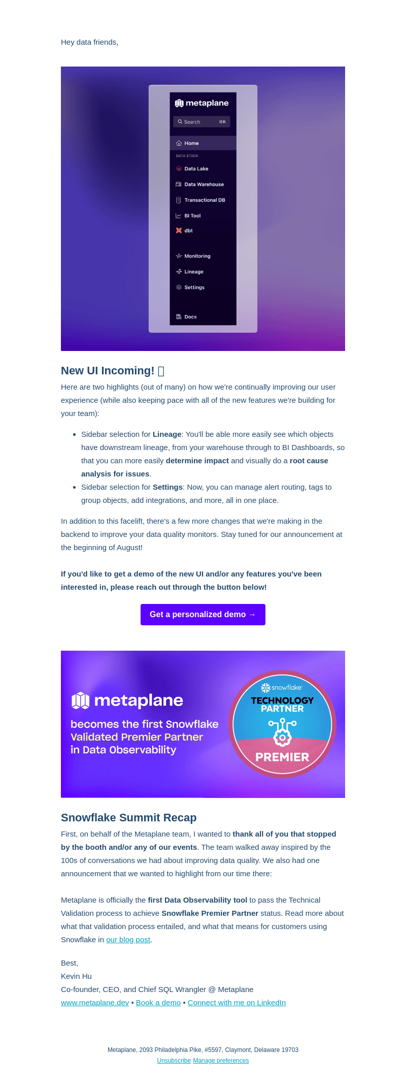 Metaplane update: a new UI