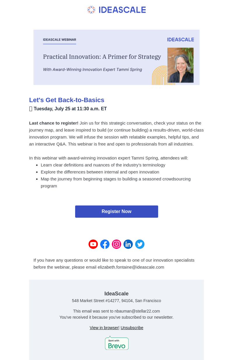 Next Week: Practical Innovation Webinar with Tammi Spring