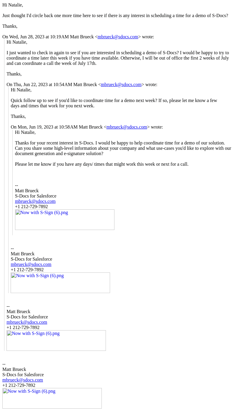 S-Docs Inc. email from Fri, Jul 21, 2023