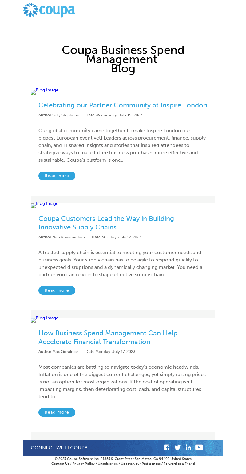 Weekly BSM Update: Coupa Spend Management Blog