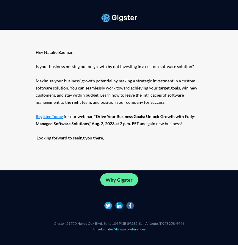 Gigster Webinar, Unlock Growth with Fully-Managed Software Solutions.