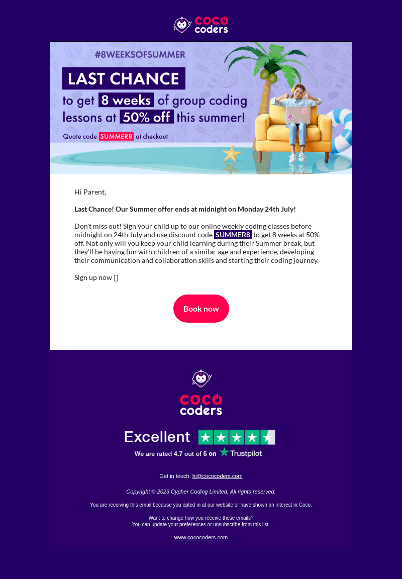 Coco Coders email from Sun, Jul 23, 2023