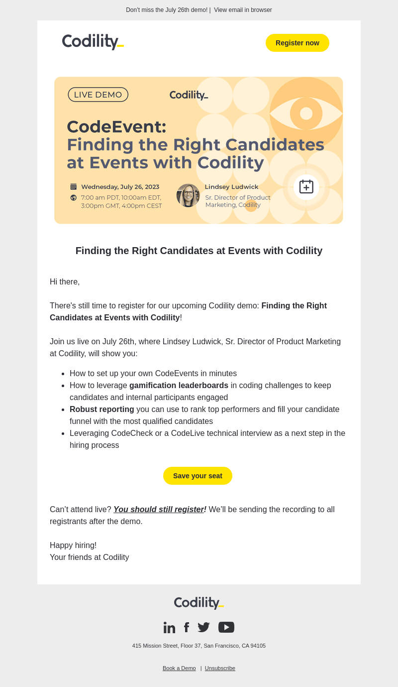 Last chance! Register now – Finding the Right Candidates at Events with Codility