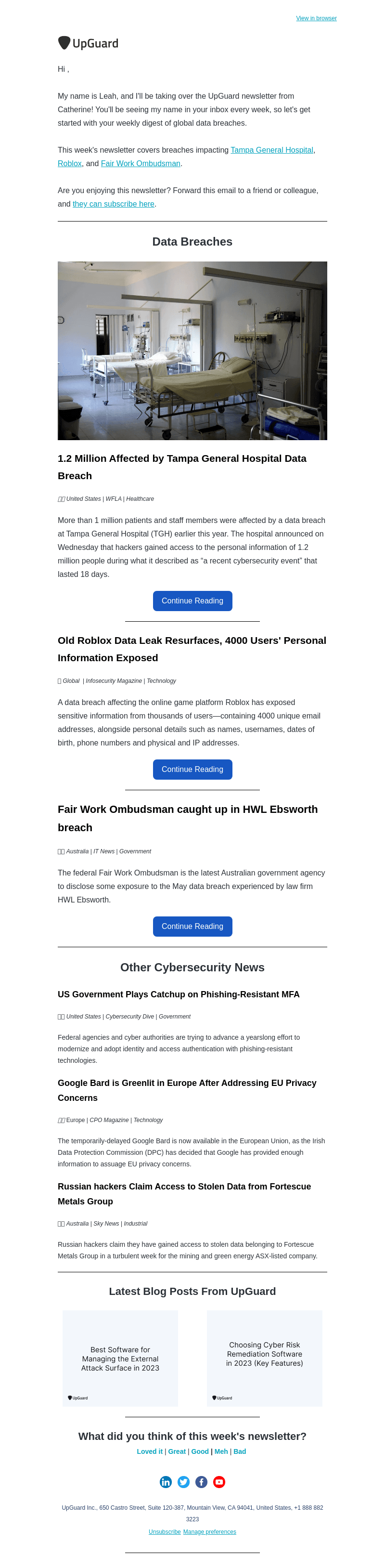 UpGuard Newsletter: This Week in Breaches