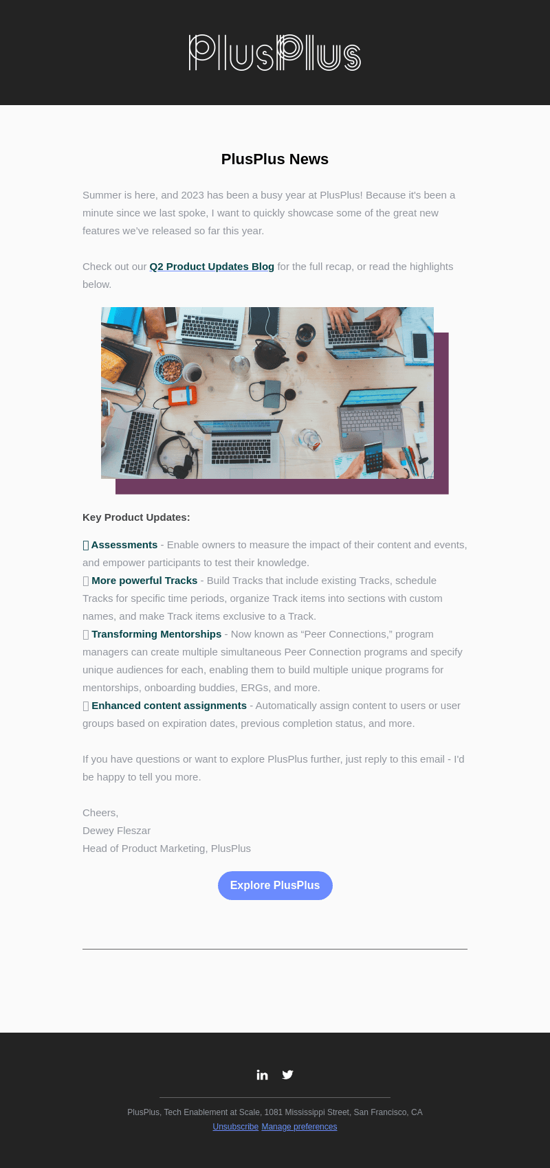 PlusPlus email from Tue, Jul 25, 2023