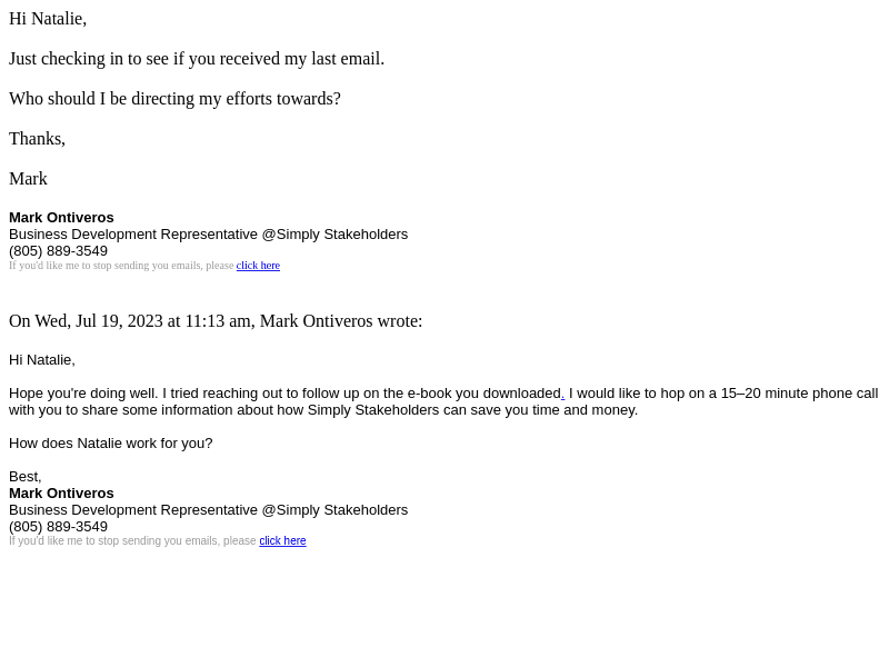 Re: Thanks for taking interest - Simply Stakeholders