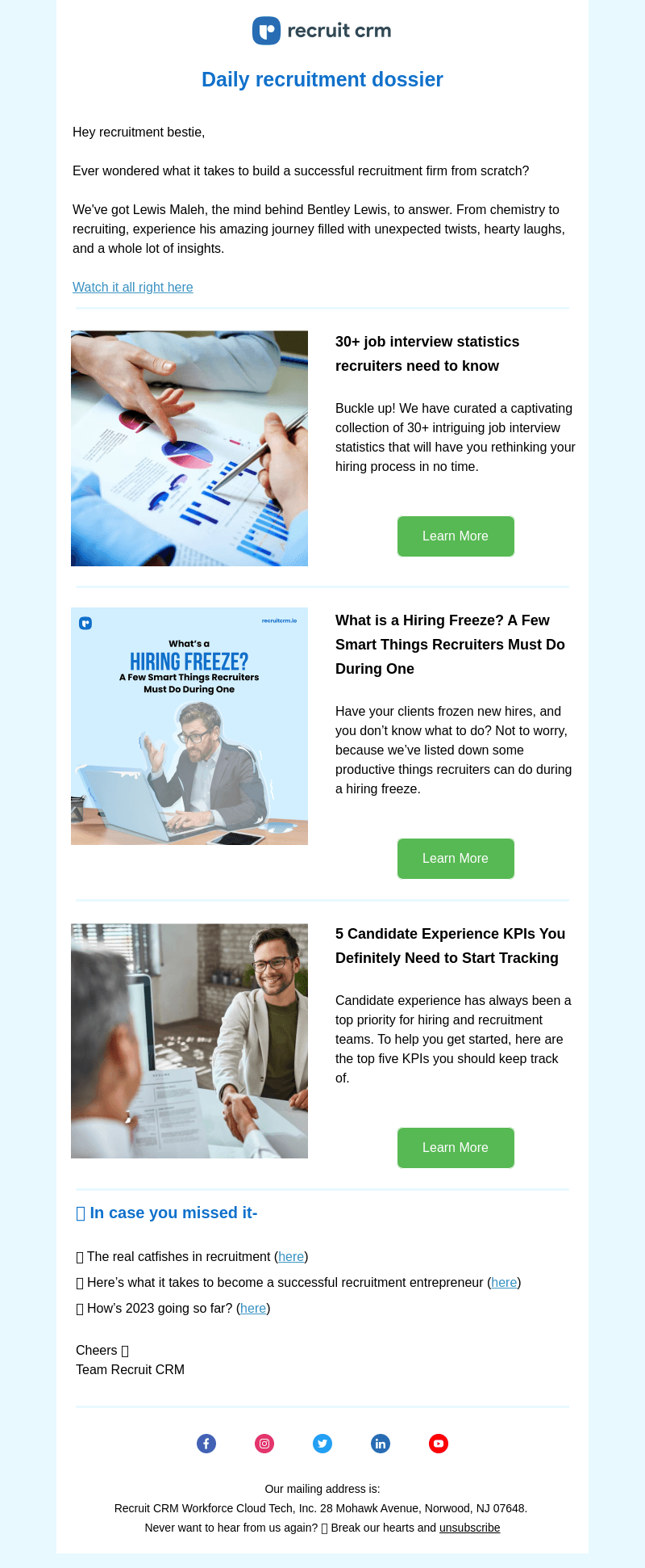 Recruit CRM email from Wed, Jul 26, 2023