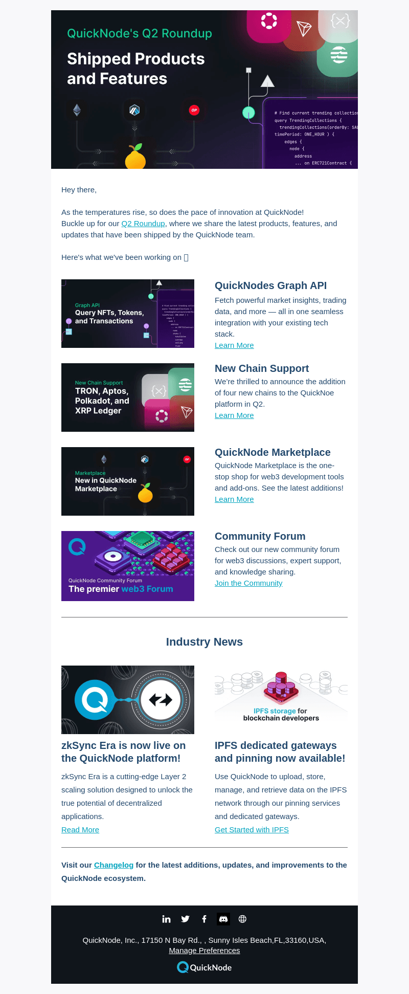 QuickNode email from Thu, Jul 27, 2023