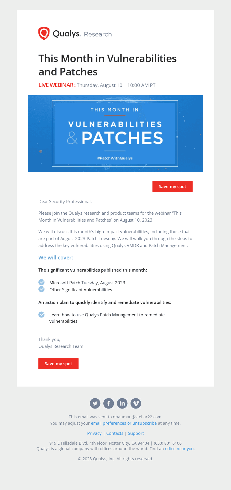 [Webcast Invite] This Month in Vulnerabilities and Patches