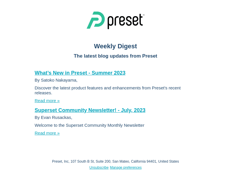 Preset Blogs Weekly Digest