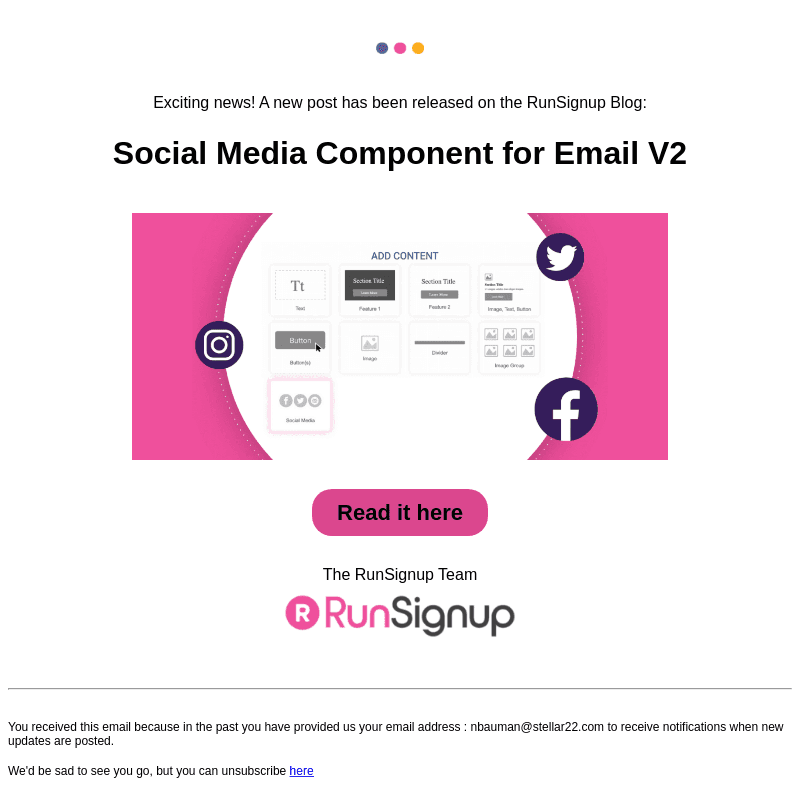 New Post! - Social Media Component for Email V2