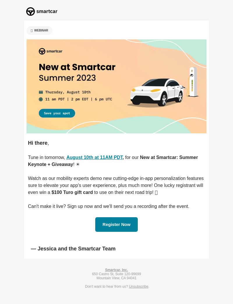 Smartcar email from Wed, Aug 9, 2023