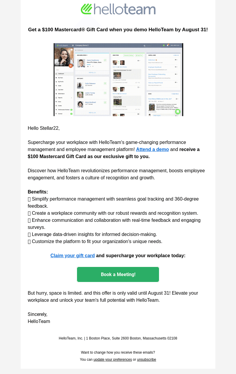 Demo HelloTeam and Get $100