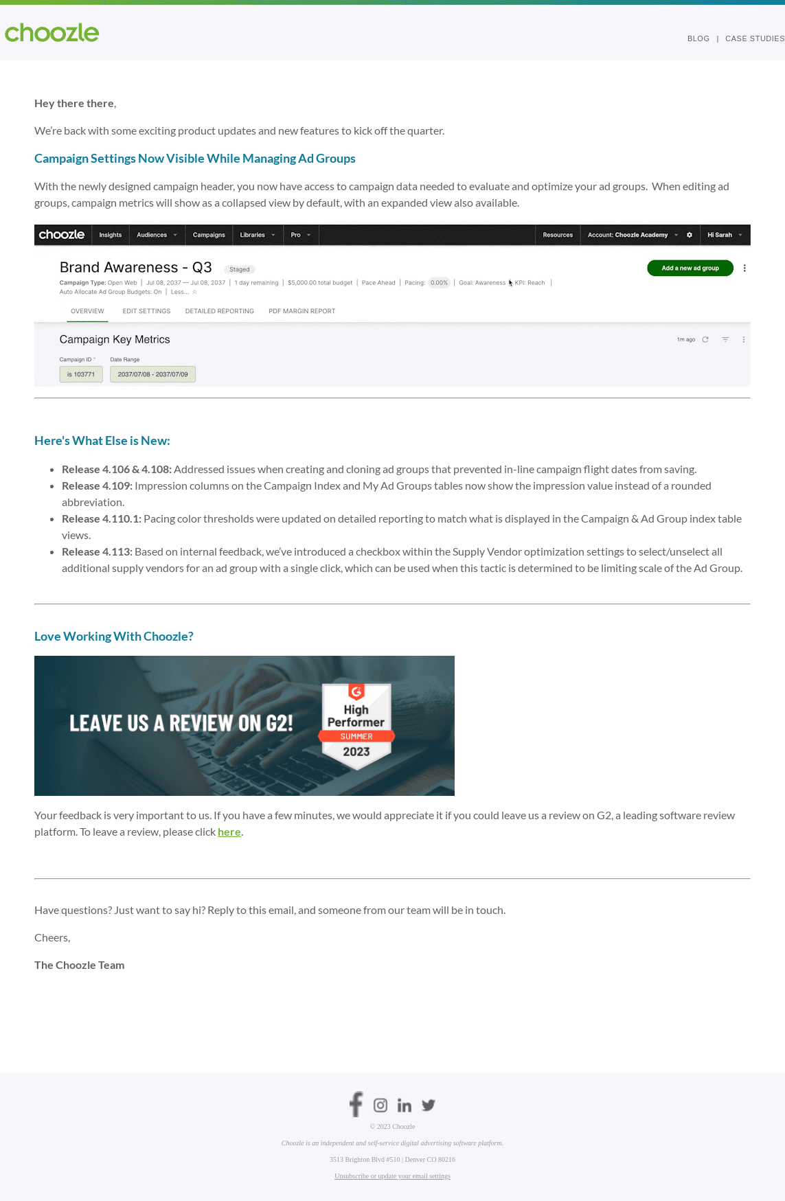 Choozle email from Thu, Aug 10, 2023