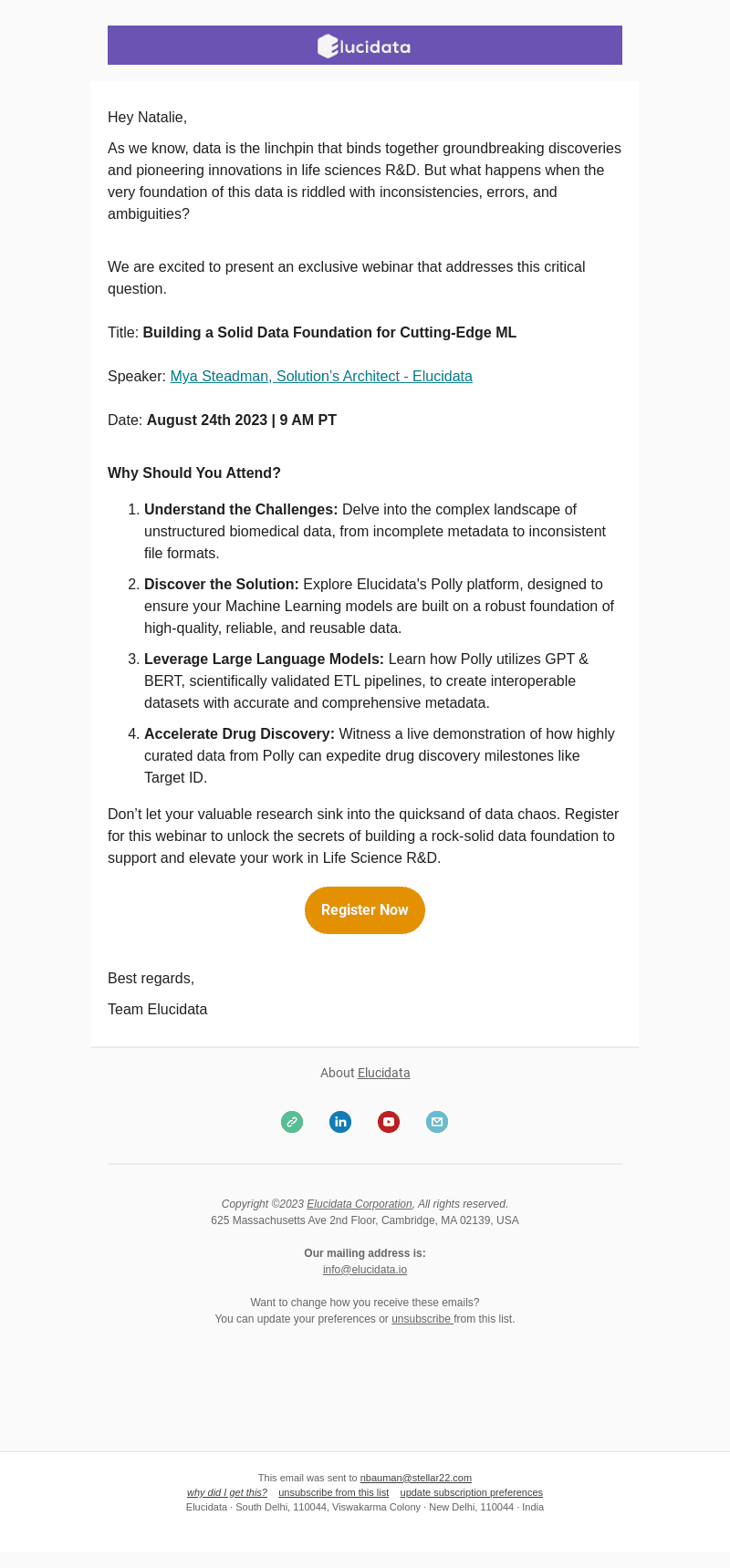 Webinar Invitation: Building a Solid Data Foundation for Cutting Edge ML