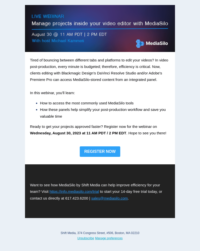 MediaSilo email from Tue, Aug 15, 2023