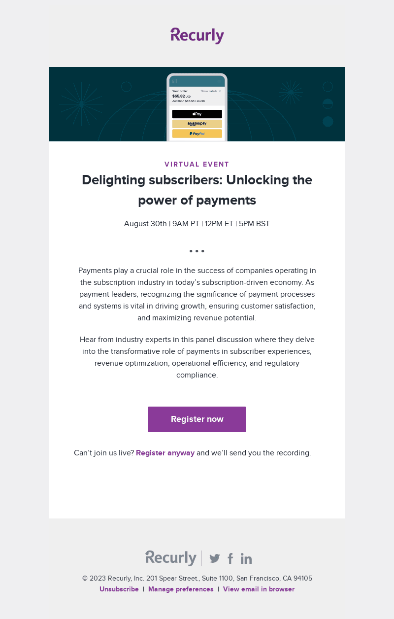 [Event] Payments: From subscriber experience to compliance