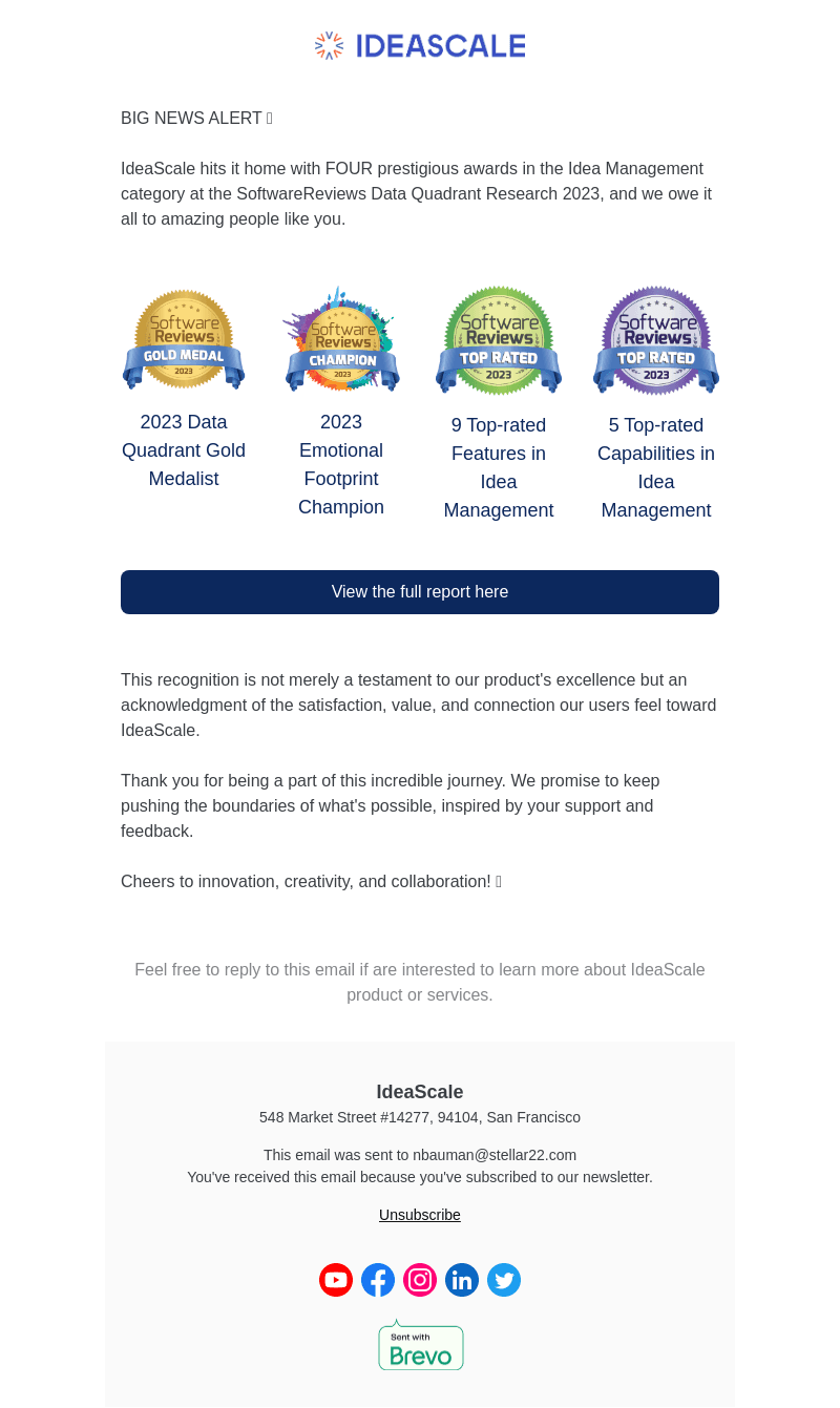 🥇 Gold Medal in Idea Management