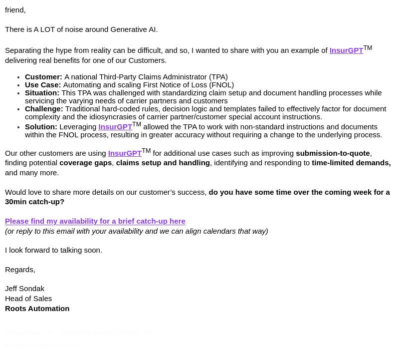 Roots Automation email from Mon, Aug 21, 2023