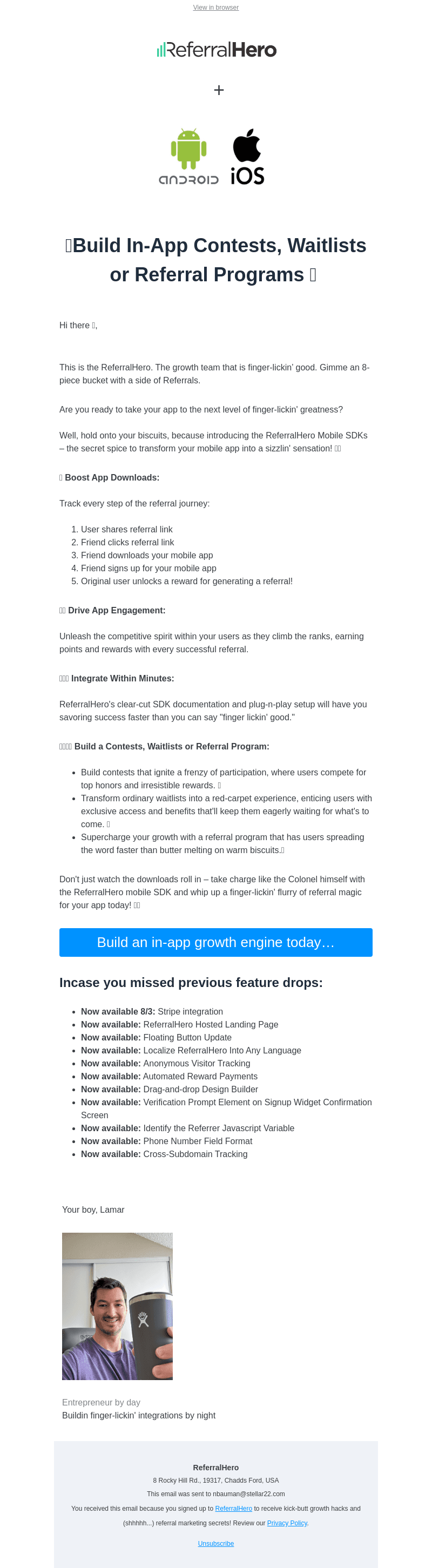 ReferralHero + iOS/Andriod Apps