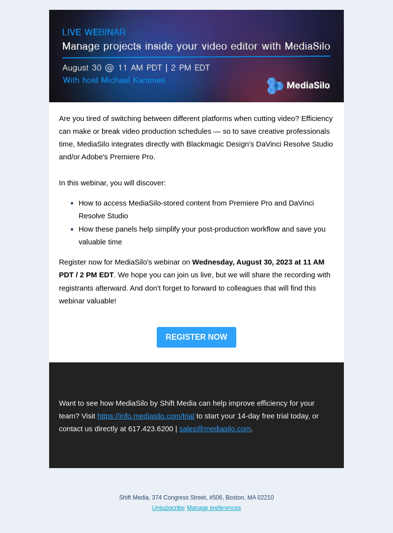 MediaSilo email from Wed, Aug 23, 2023