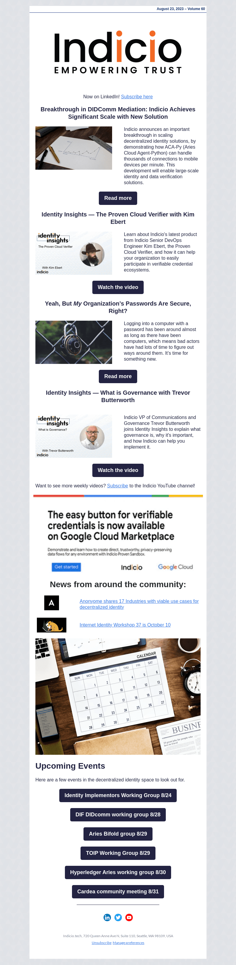 Indicio Newsletter – Vol 60