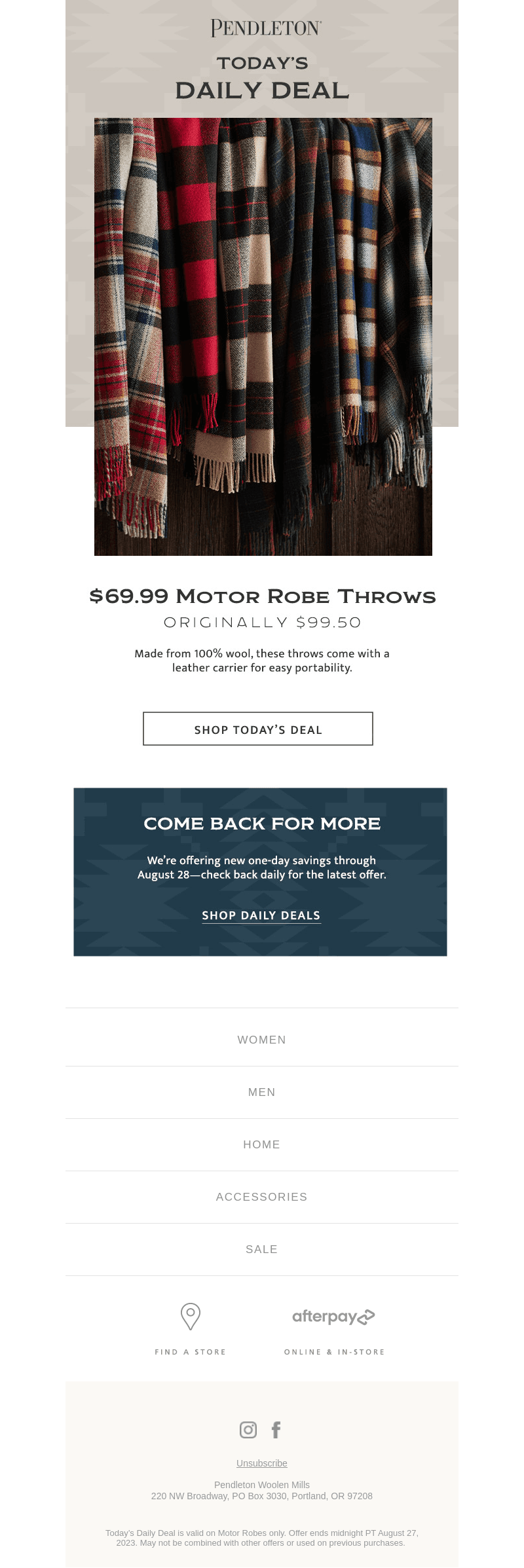 Daily Deal: $69.99 Motor Robe Throws