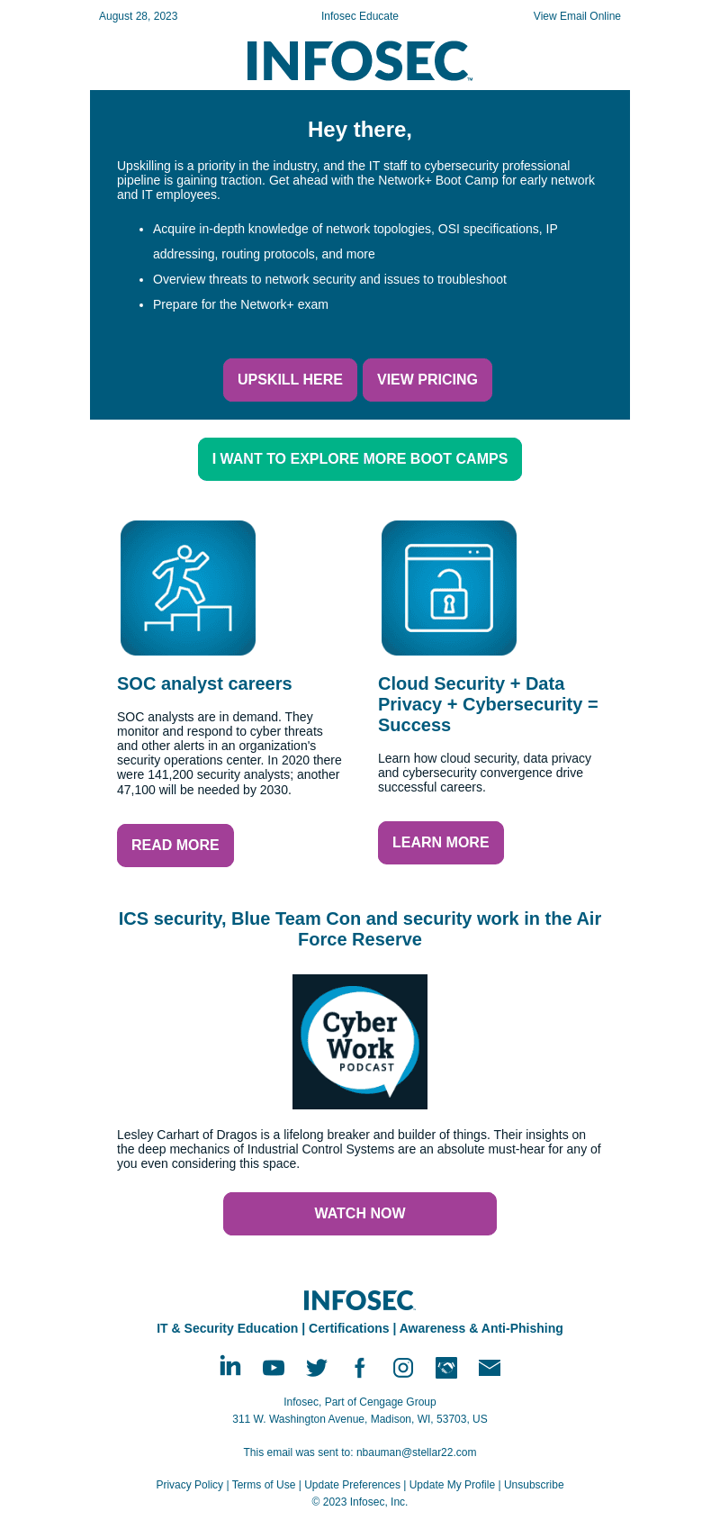 Get Into Cybersecurity With Infosec’s Network+ Boot Camp