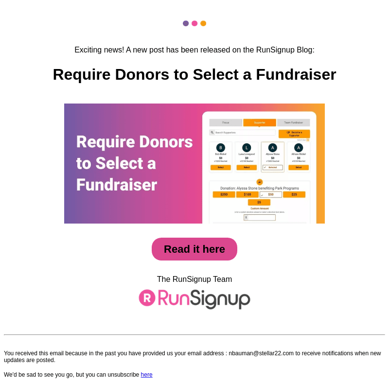 New Post! - Require Donors to Select a Fundraiser