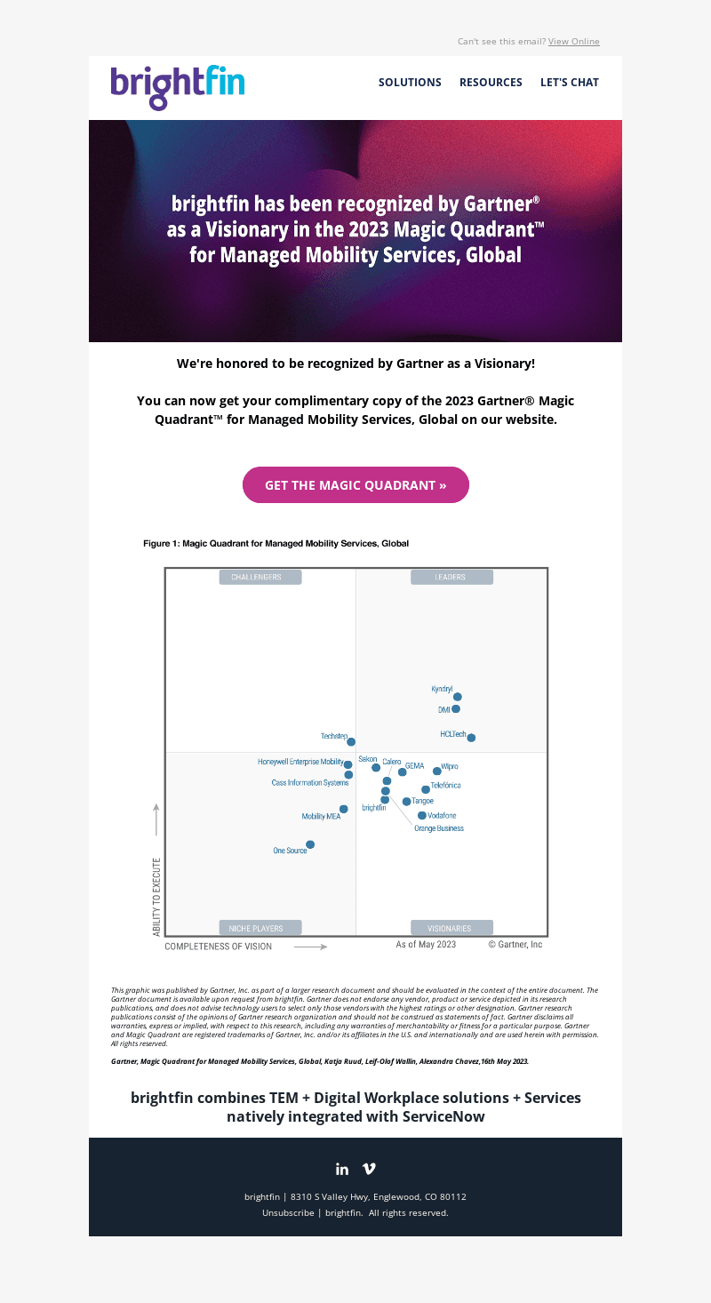 brightfin a Visionary in Gartner 2023 MMS Magic Quadrant!