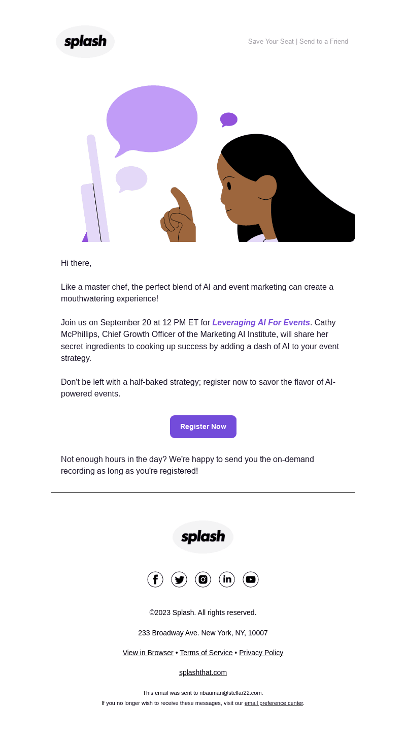 Splash email from Thu, Aug 31, 2023