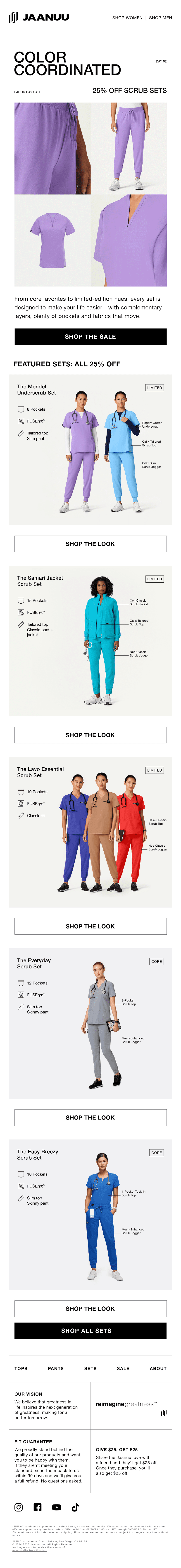 Sets in every color, 25% off this weekend