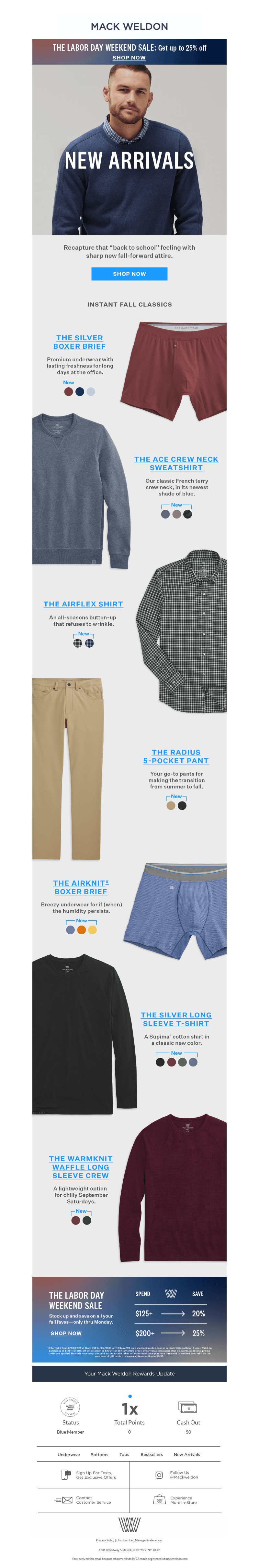 Up to 25% off new arrivals.
