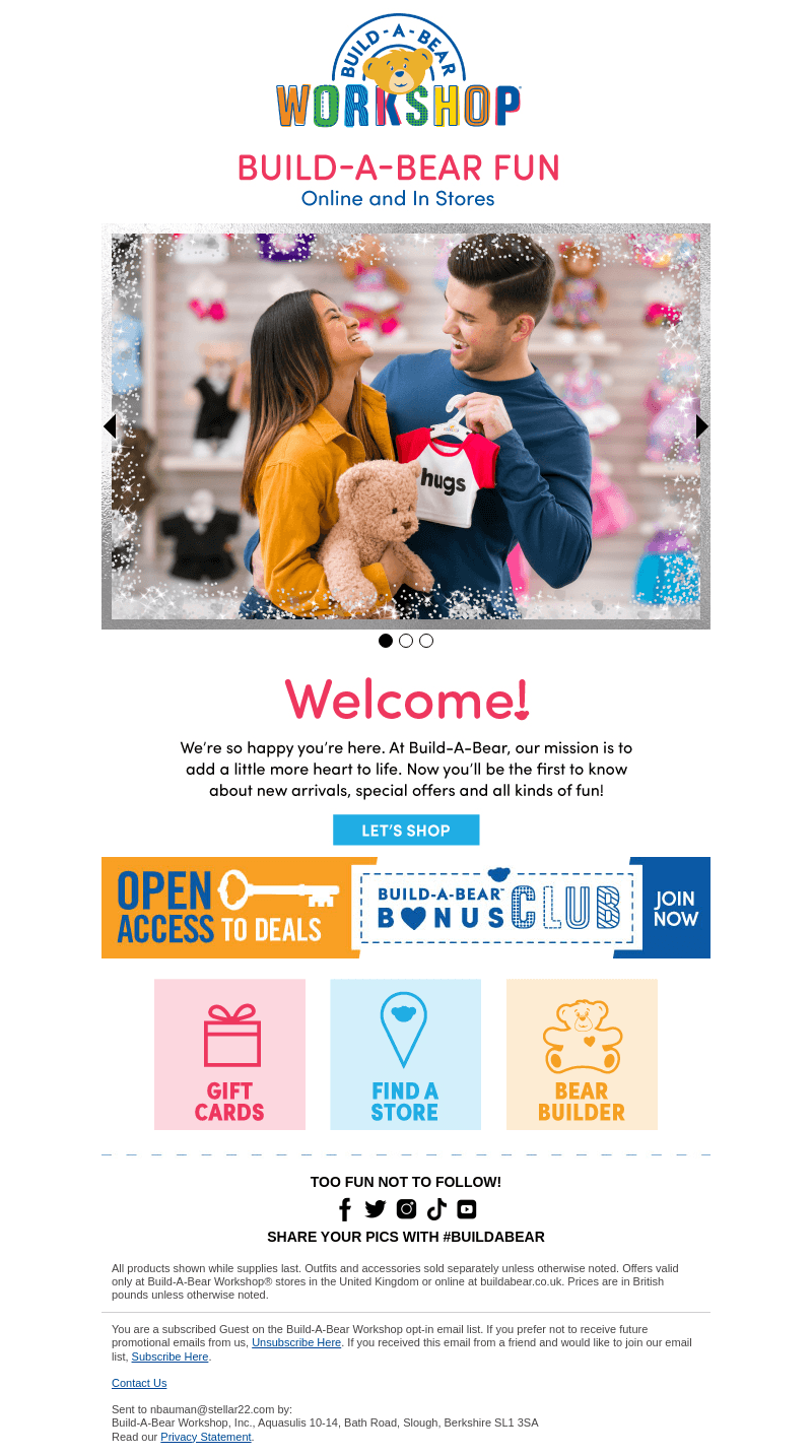 Build-A-Bear Workshop email from Sat, Sep 2, 2023