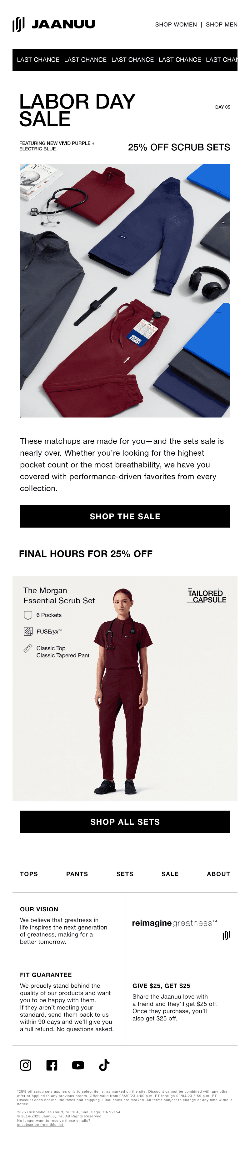 Last chance: 25% off all scrub sets