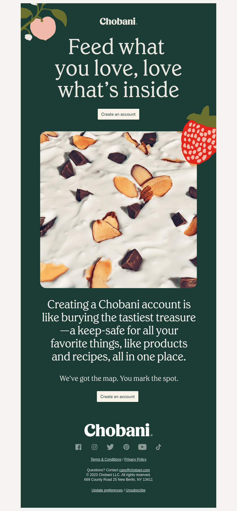 Finish creating your Chobani account