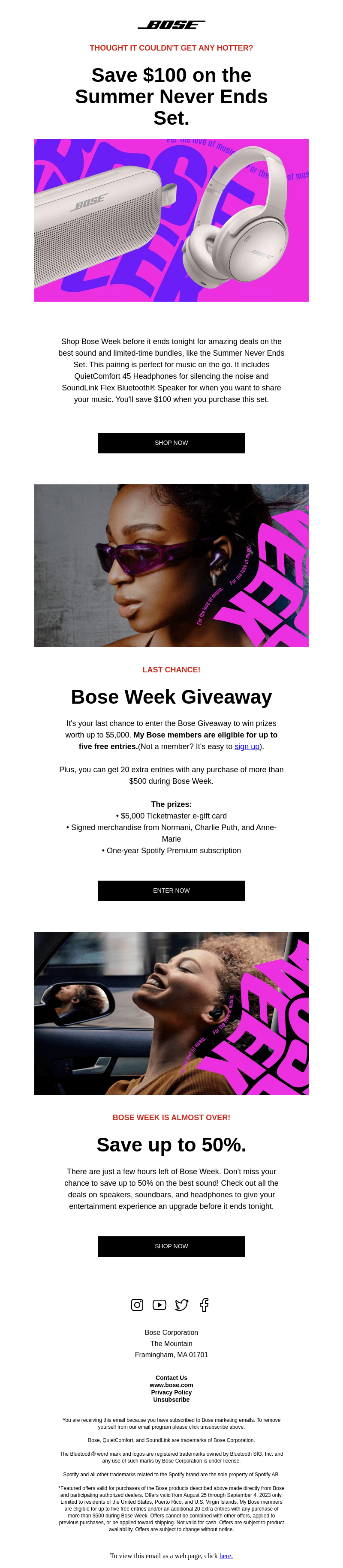 Bose Week final hours! Save up to 50%!